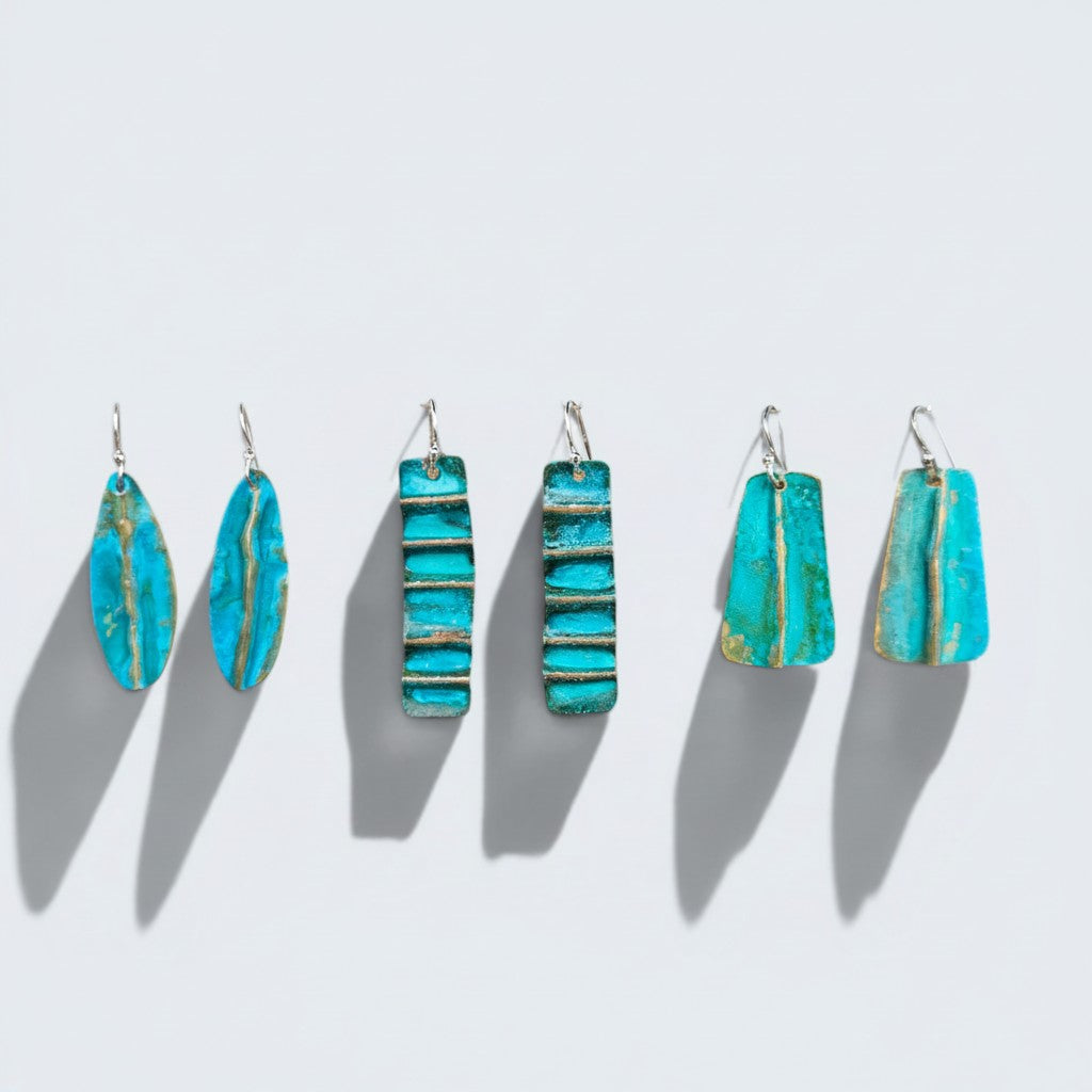 Ocean Treasure Patina Earrings | Brass