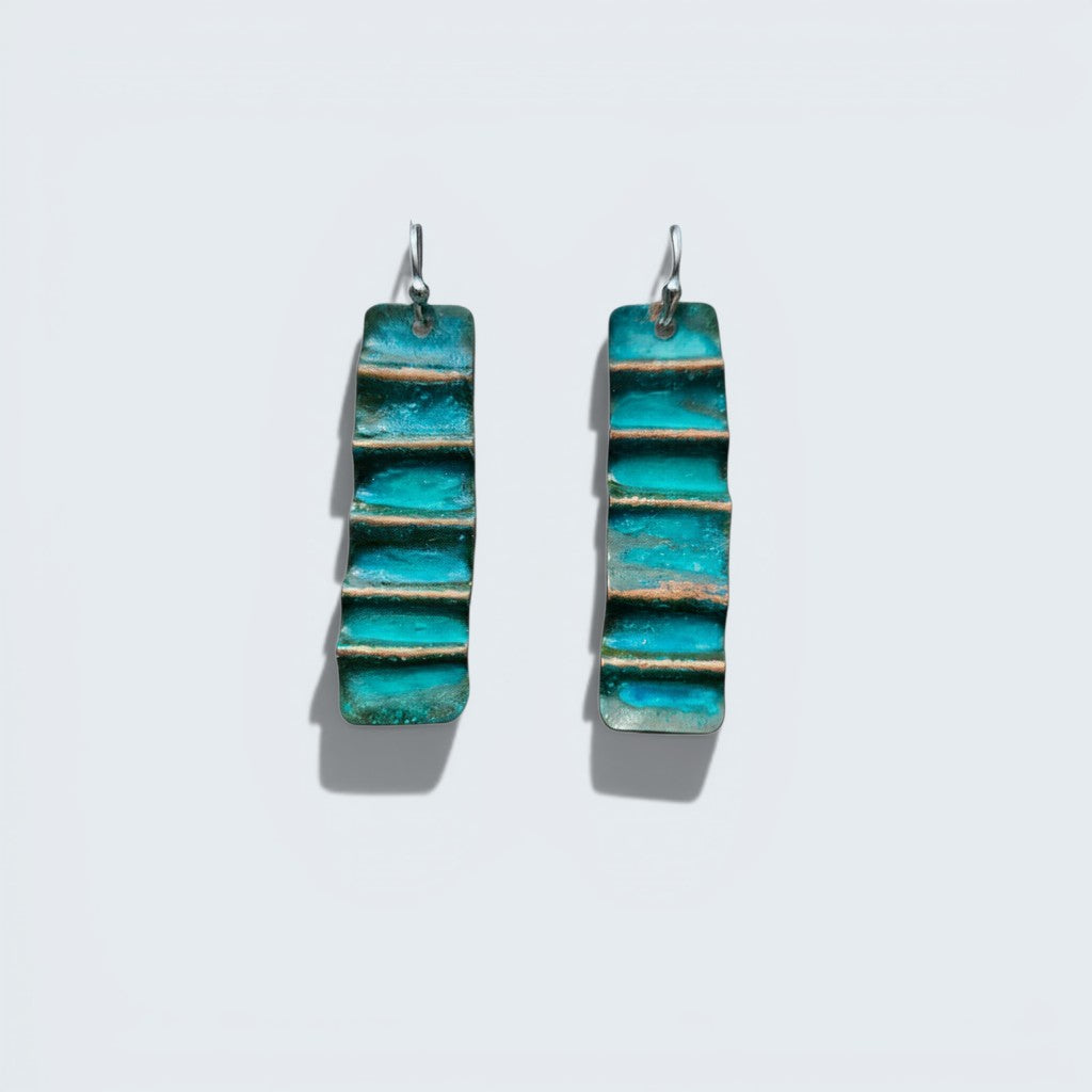 Ocean Treasure Patina Linear Drop Earring