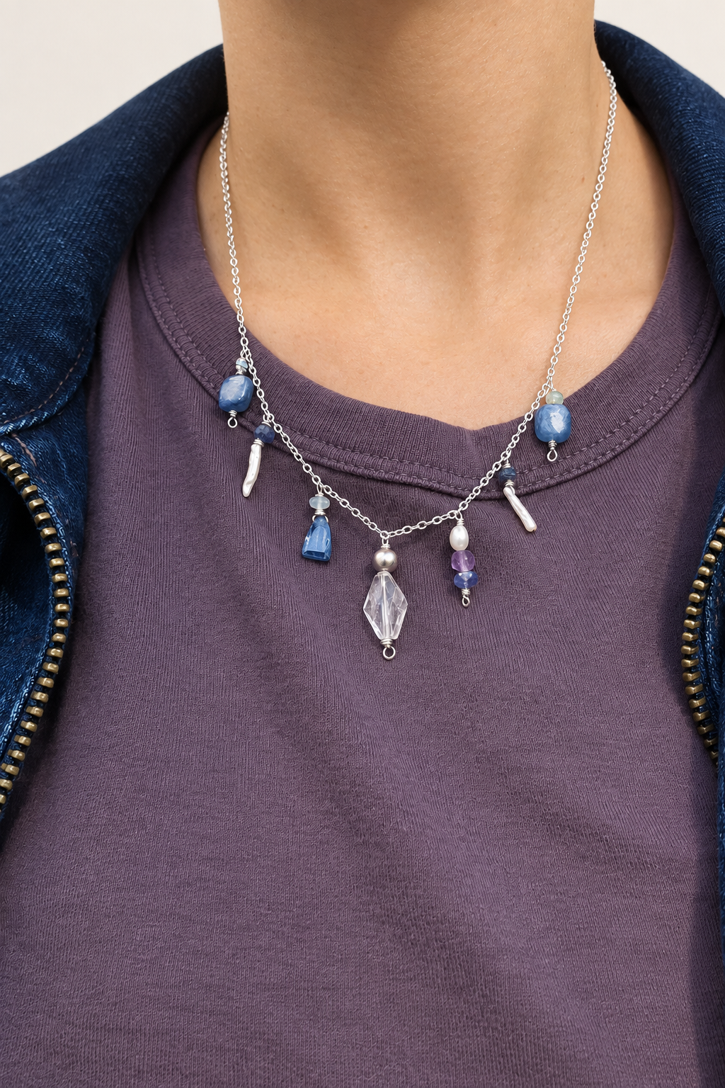 Azure necklace worn studio edit