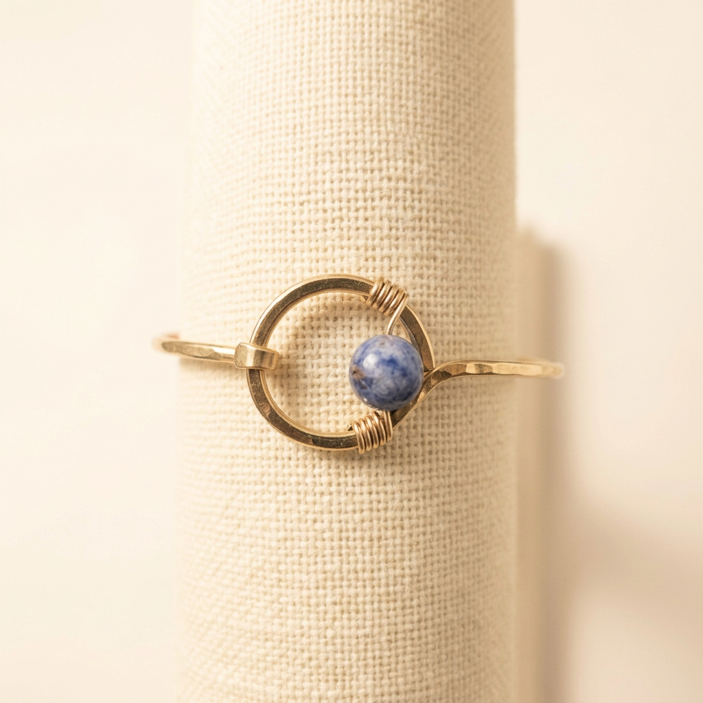 Blue-stone bracelet, upright view