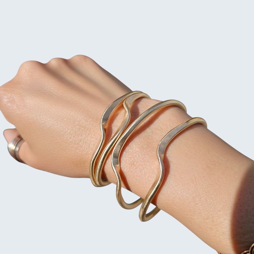 Handcrafted Brass Wave Cuff Bracelet