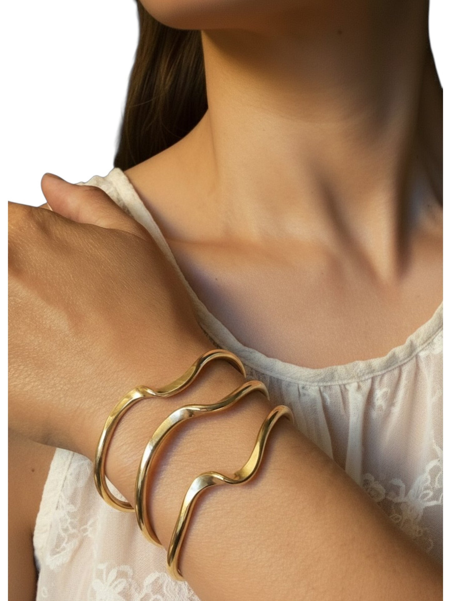 Handcrafted Brass Wave Cuff Bracelet