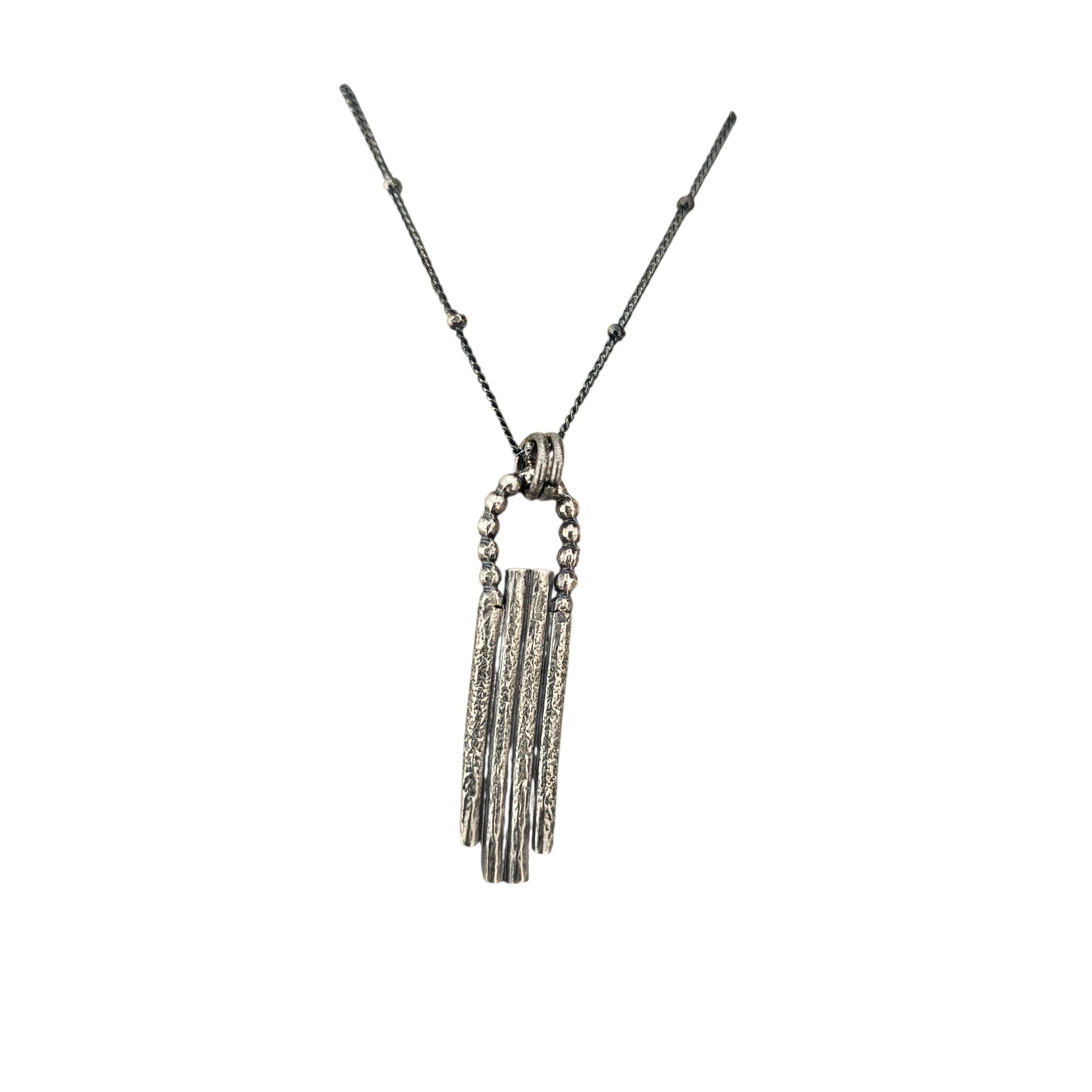 Earthen Artifacts Textured Oxidized Sterling Silver Pendant Necklace