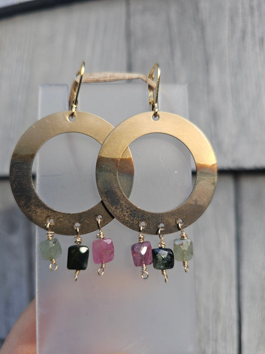 Gilded Cocoa Tourmaline Circle Earring