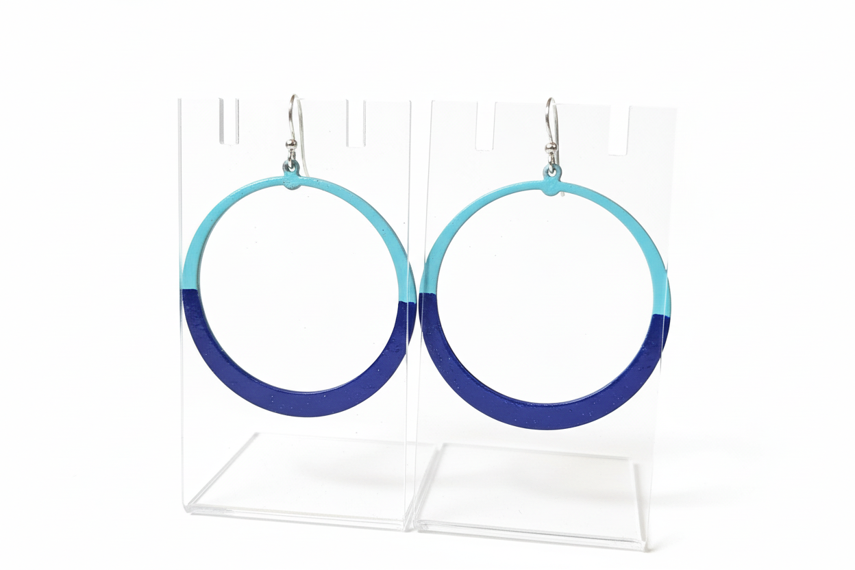 Handcrafted Cobalt & Turquoise Patina Circle Earring