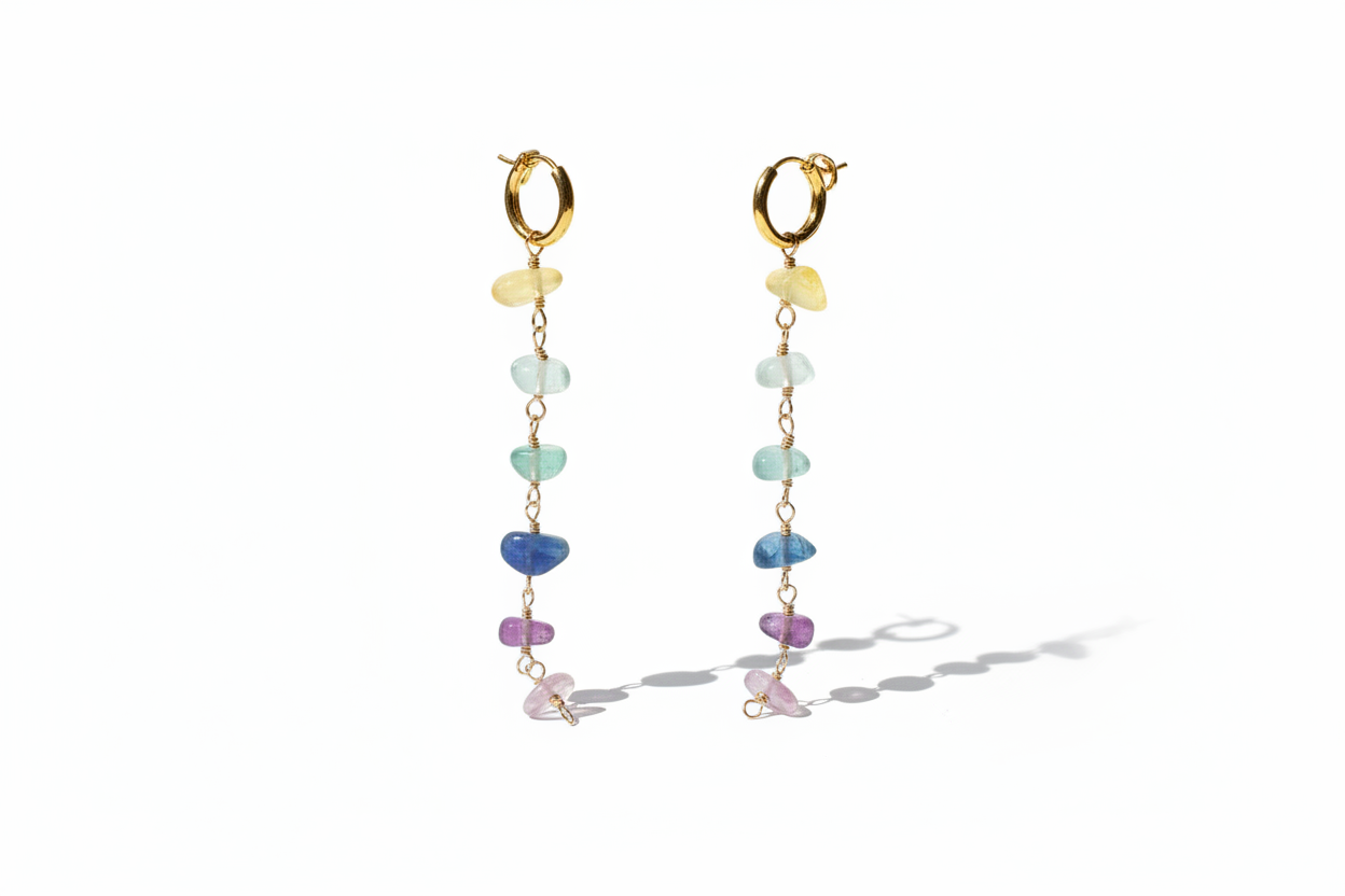Aligned Clarity Fluorite Huggie Earring