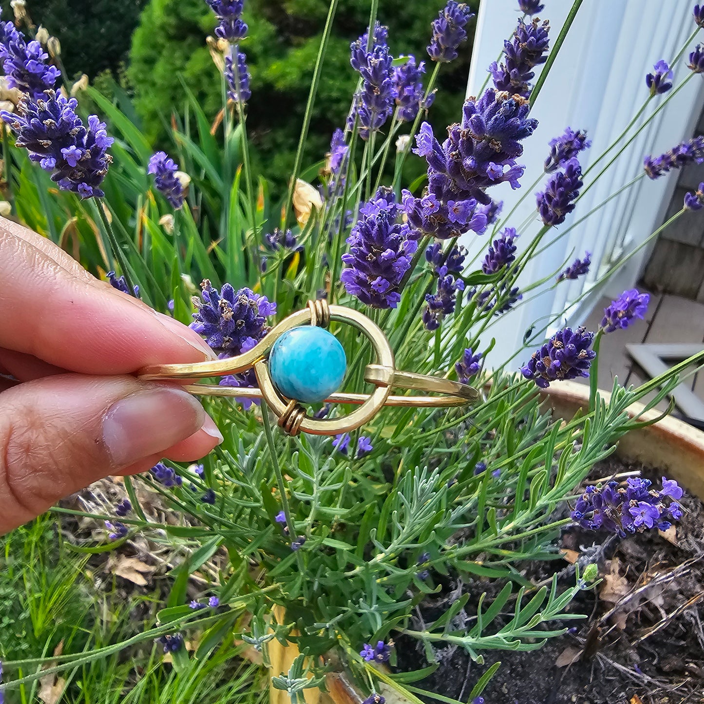 The Eclipse Gemstone Bangle Artisan Brass & Stone