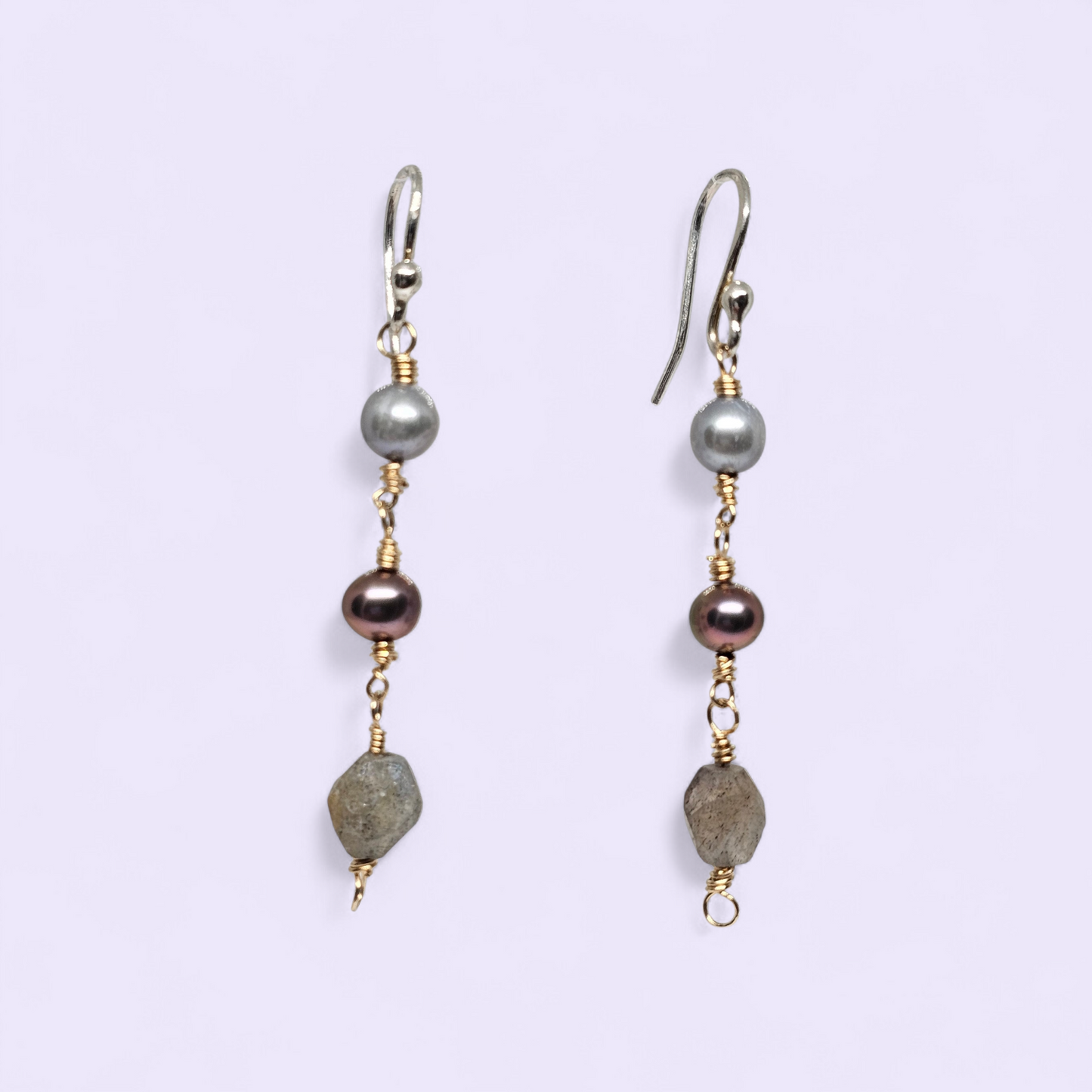 Aligned Intuition Pearl + Labradorite Earring