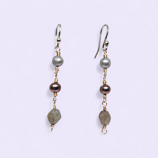 Aligned Intuition Pearl + Labradorite Earring