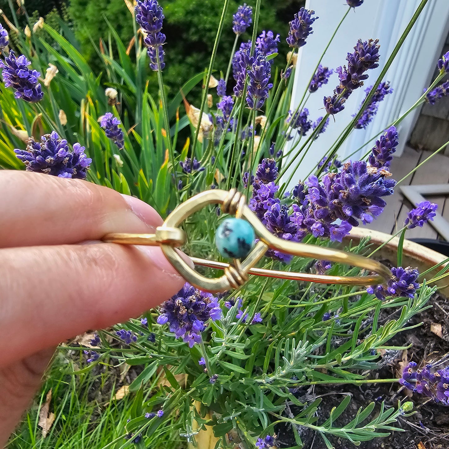 The Eclipse Gemstone Bangle Artisan Brass & Stone