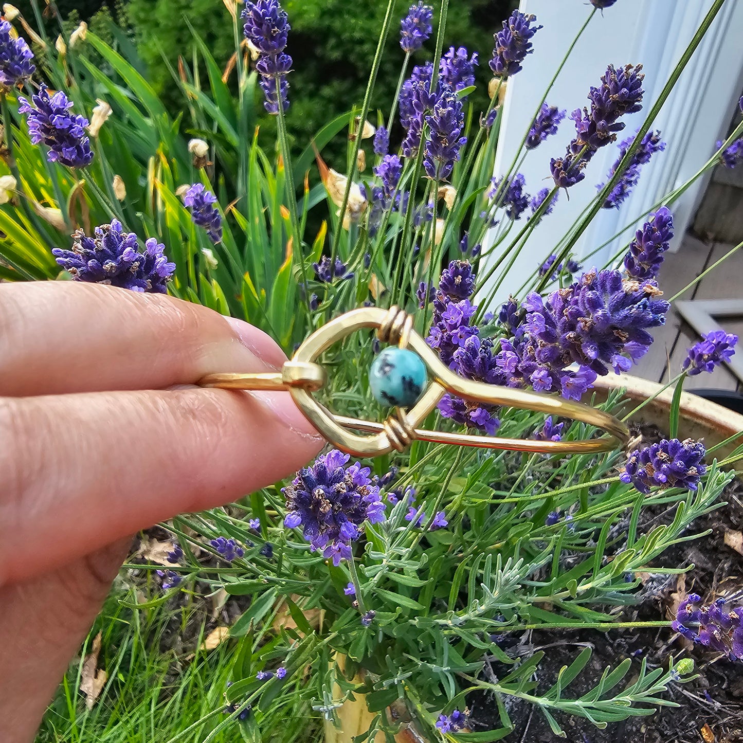 The Eclipse Gemstone Bangle Artisan Brass & Stone