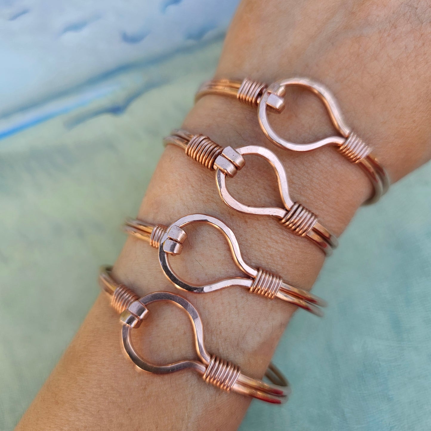 Cove Nautical Marine Hook Bracelet - Handcrafted Heavy Hammered Copper