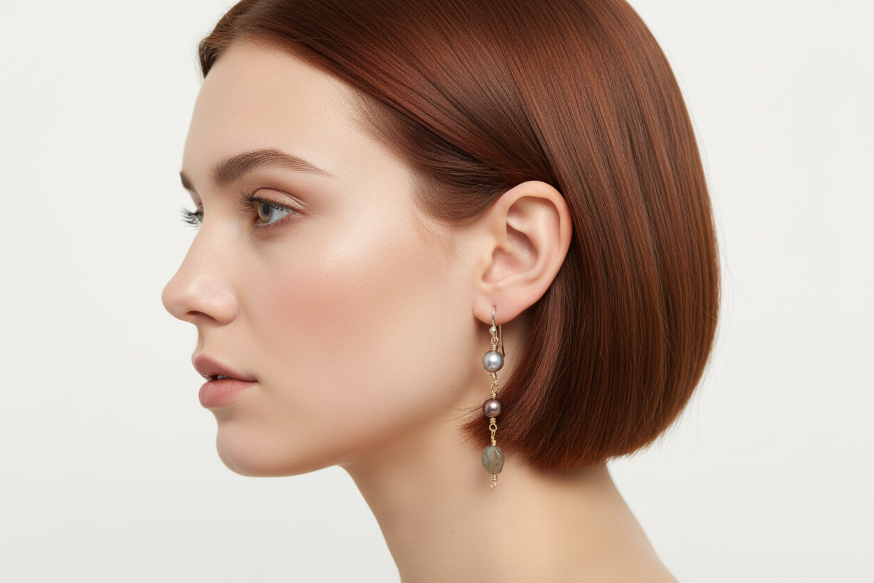 Aligned Intuition Pearl + Labradorite Earring