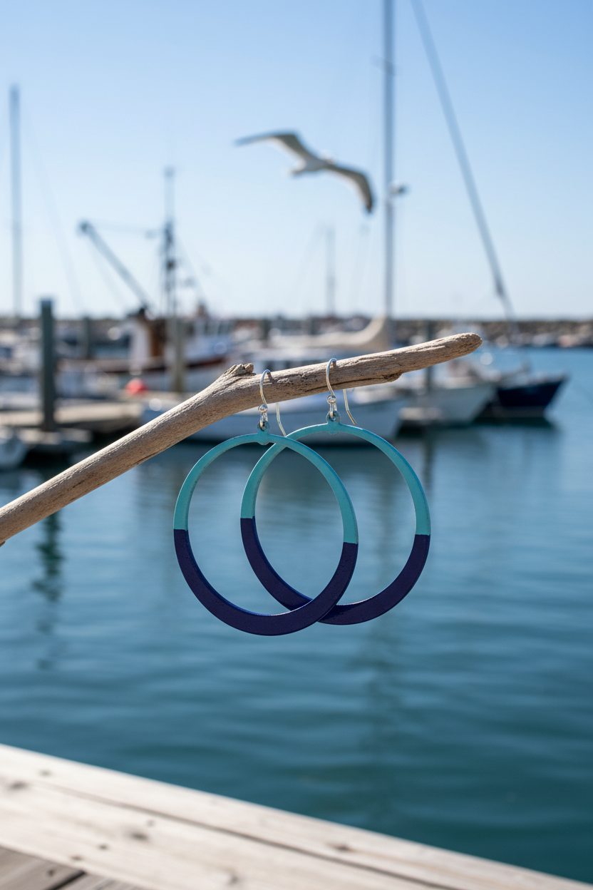 Handcrafted Cobalt & Turquoise Patina Circle Earring