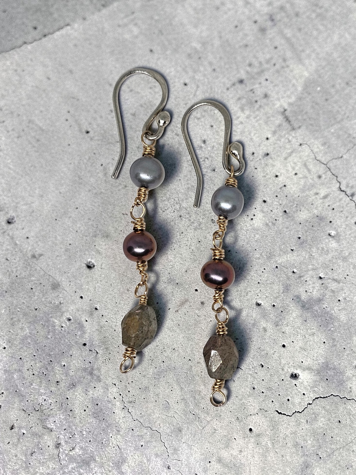 Aligned Intuition Pearl + Labradorite Earring