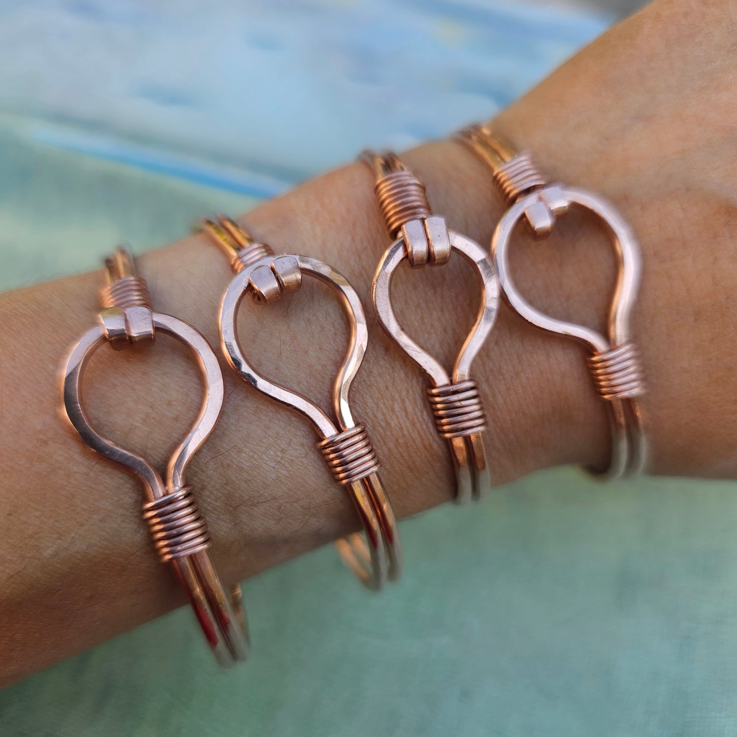 Cove Nautical Marine Hook Bracelet - Handcrafted Heavy Hammered Copper