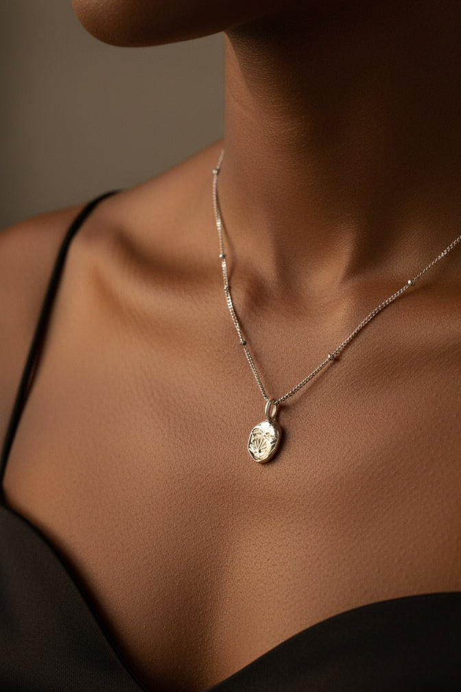 Salty Silver Pebble Pendant Necklace