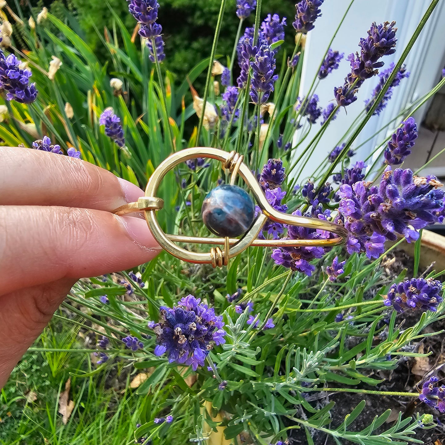 The Eclipse Gemstone Bangle Artisan Brass & Stone