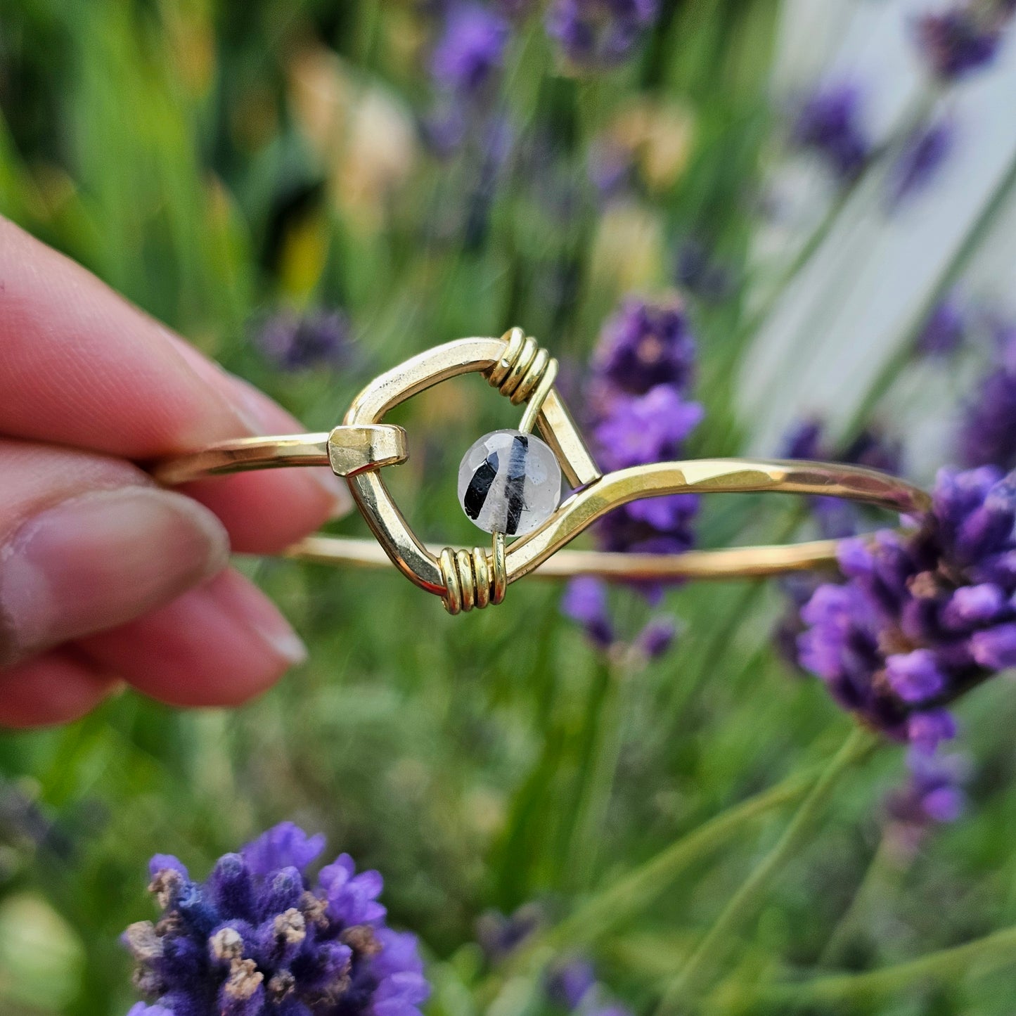 The Eclipse Gemstone Bangle Artisan Brass & Stone
