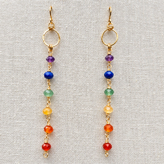 Rainbow Reflections Linear Gemtone Drop Earrings