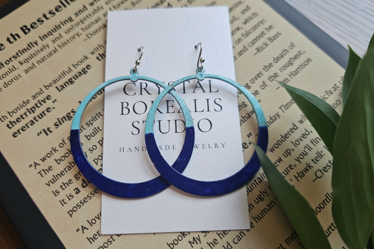 Handcrafted Cobalt & Turquoise Patina Circle Earring