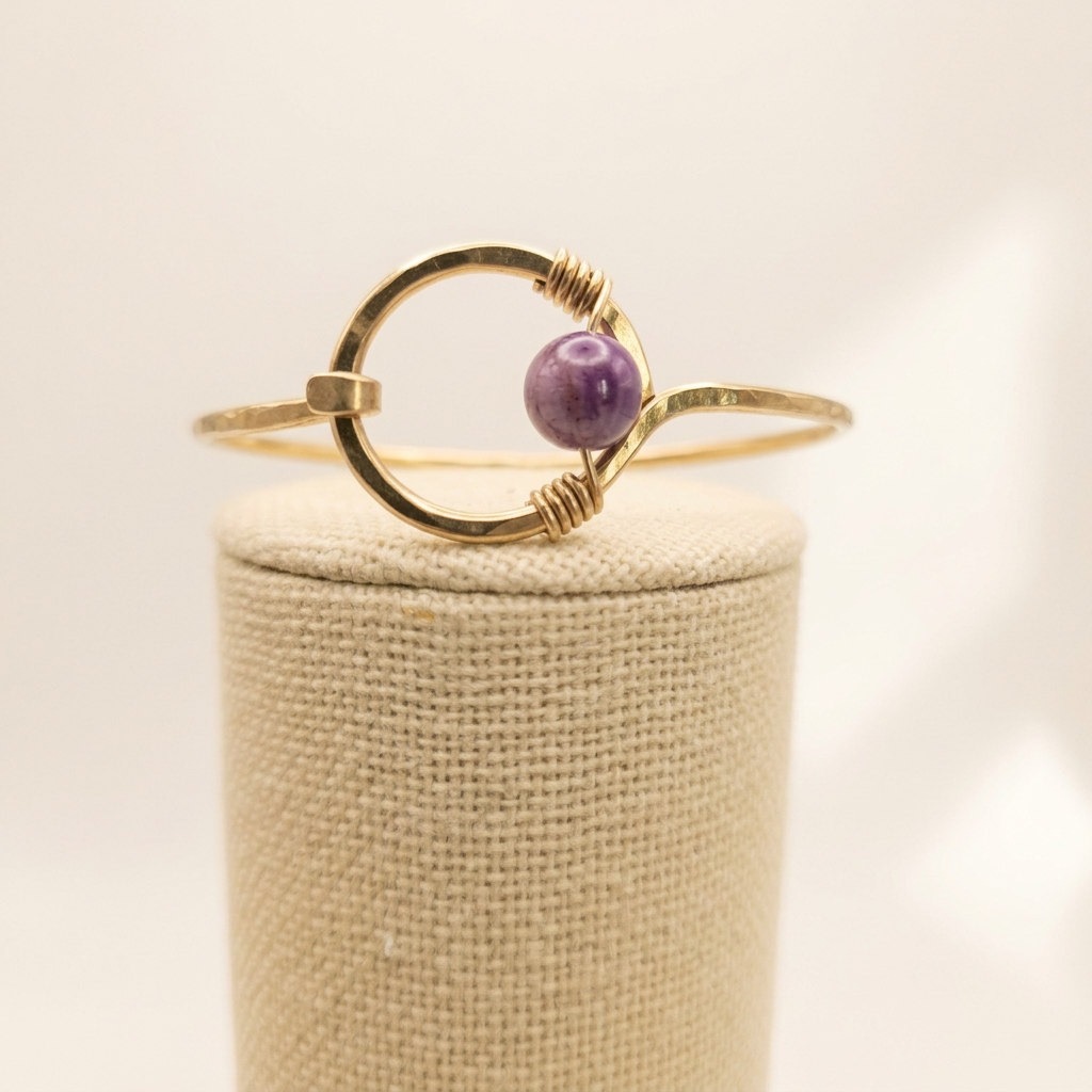 Studio edit of purple stone bracelet