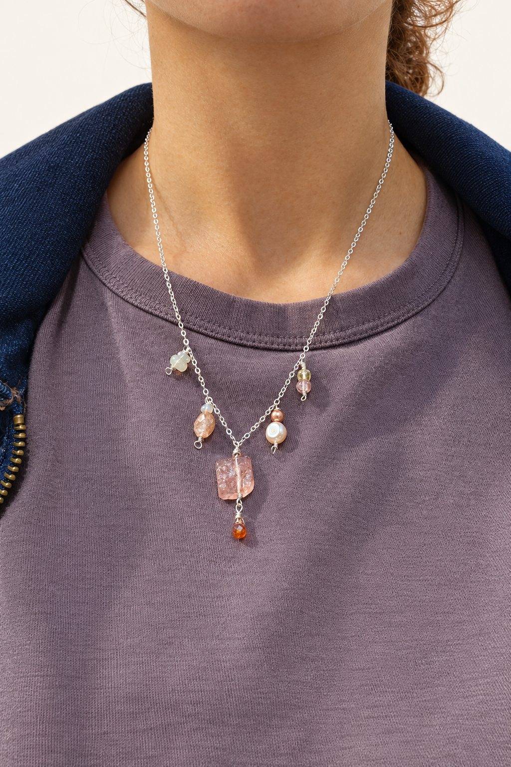 Sunstone and Rose worn studio photo