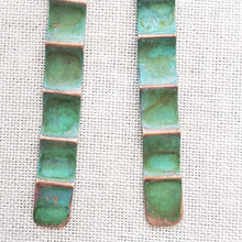 Load image into Gallery viewer, Scalloped Ocean Green Patina Earring Brass
