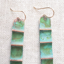 Load image into Gallery viewer, Scalloped Ocean Green Patina Earring Brass
