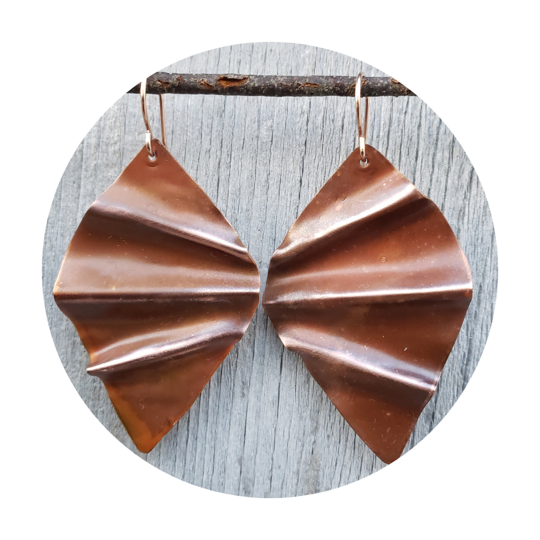 Scalloped Patina Earring Copper