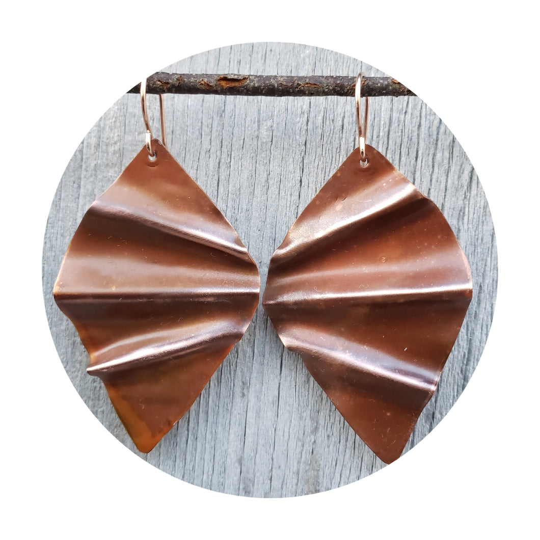 Antique Copper Scalloped Earring