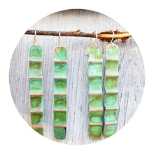 Load image into Gallery viewer, Scalloped Ocean Green Patina Earring Brass
