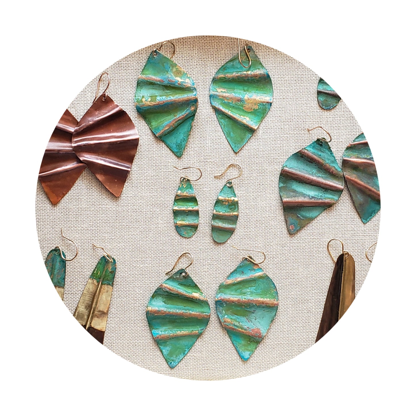 Ocean Treasure Green Patina Earring (Golden Highlights)