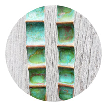 Load image into Gallery viewer, Scalloped Ocean Green Patina Earring Brass
