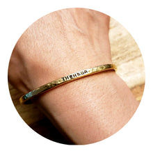 Load image into Gallery viewer, Hand stamped hammered cuff bracelet
