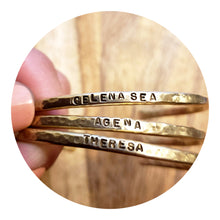 Load image into Gallery viewer, Hand stamped hammered cuff bracelet
