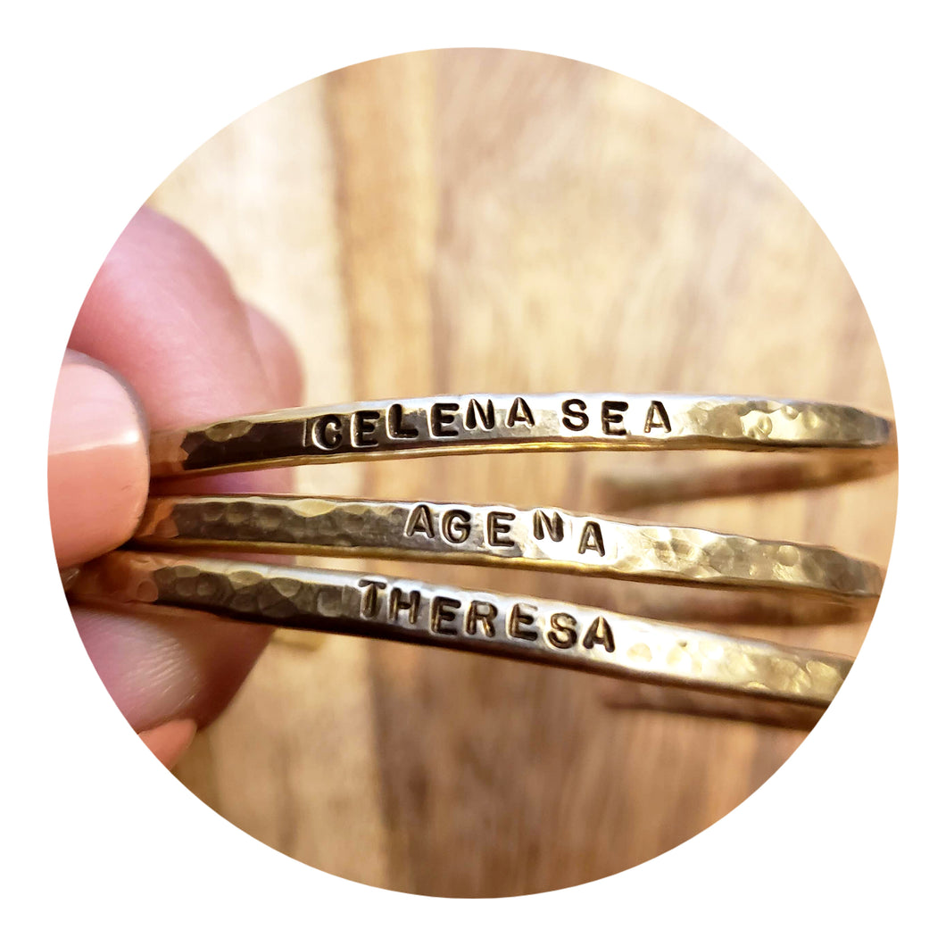 Personalized hammered cuff bracelet
