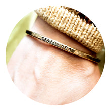 Load image into Gallery viewer, Hand stamped hammered cuff bracelet
