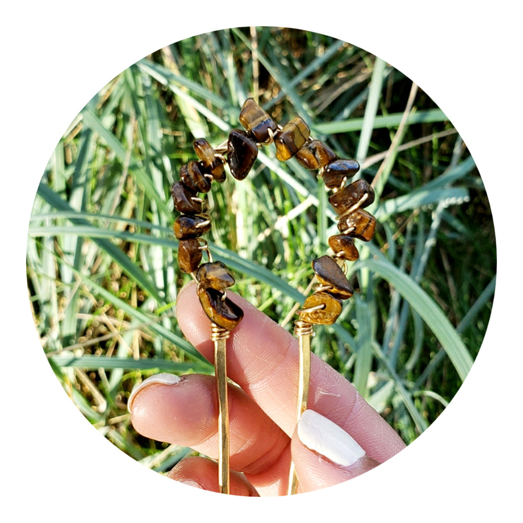 Single Gem Hair Fork ~ Gold